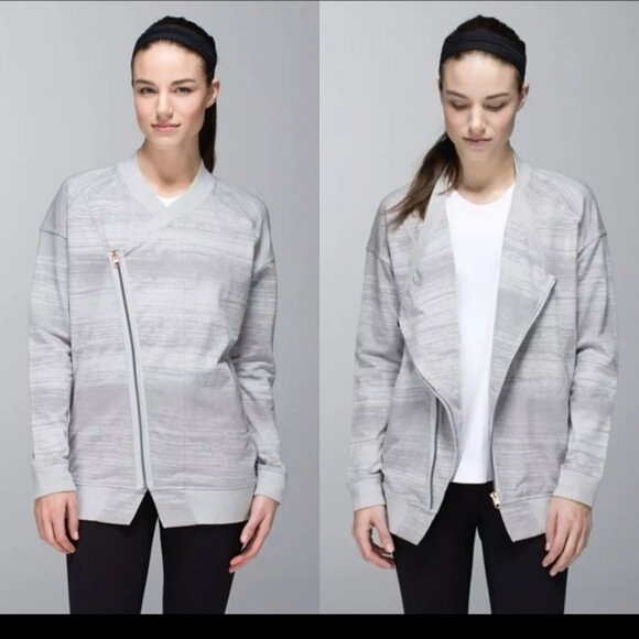 lululemon athletica Tops - Lululemon Mula Asymmetrical Bundle Wrap Moto Jacket Zip Up Sweatshirt - Size M